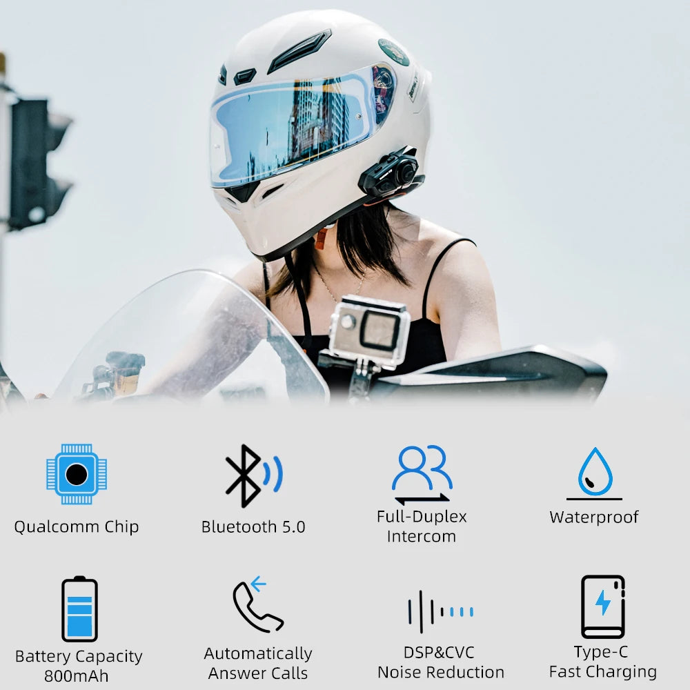 WAYXIN T2 Bluetooth Motorcycle Helmet Intercom