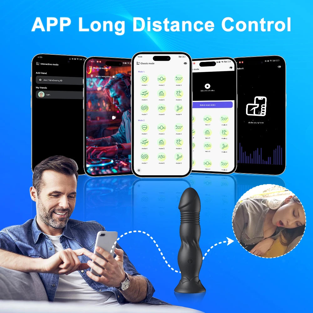 Thrusting Bluetooth Prostate Massager with Suction Base
