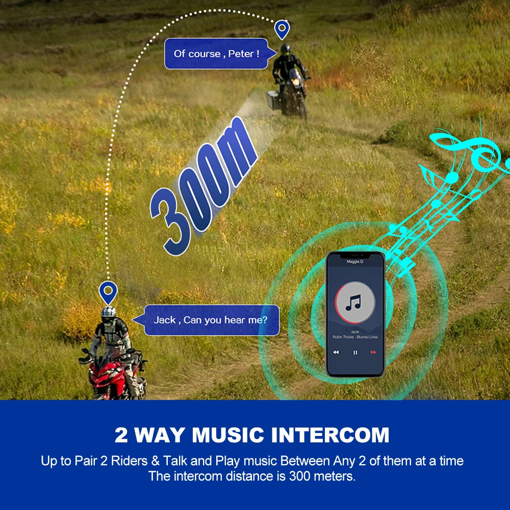 Kebidumei YP10 Bluetooth 5.3 Motorcycle Intercom