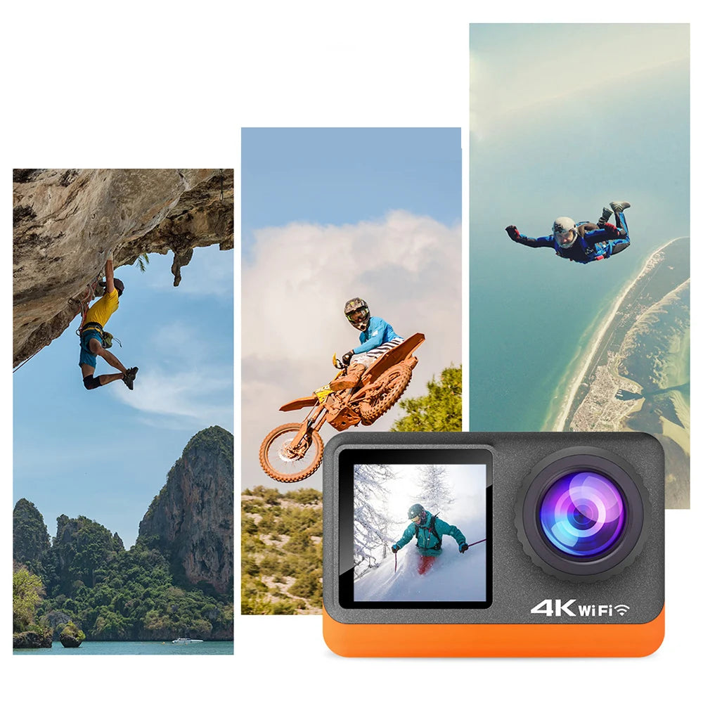 Capture it all with this 4K dual-screen action camera!