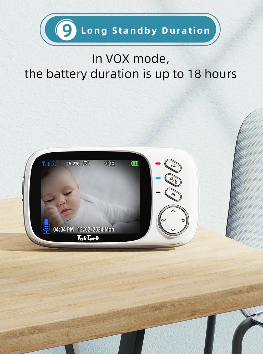 TakTark 3.2" Wireless Video Baby Monitor