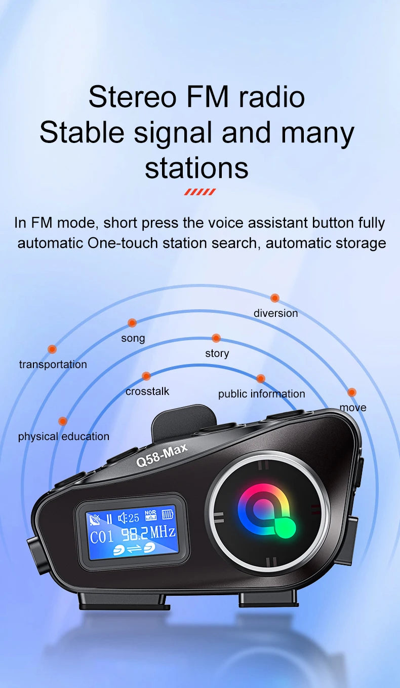 Q58-Max Motorcycle Bluetooth Intercom Headset