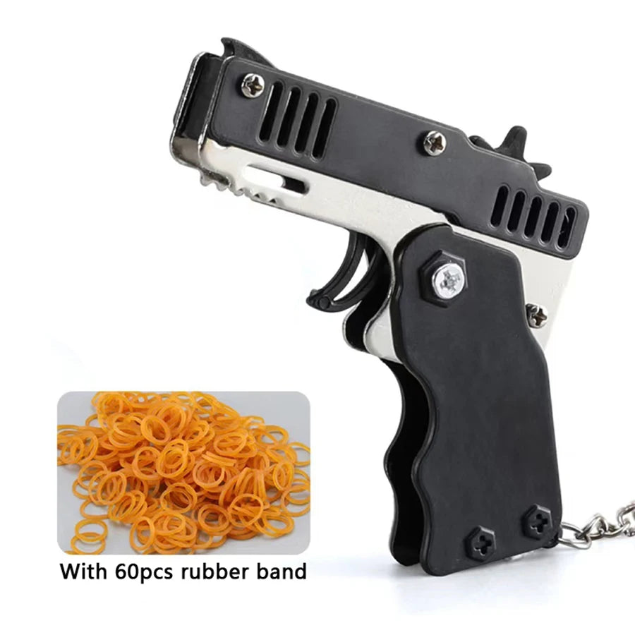Mini Metal Rubber Band Launcher Keychain Toy
