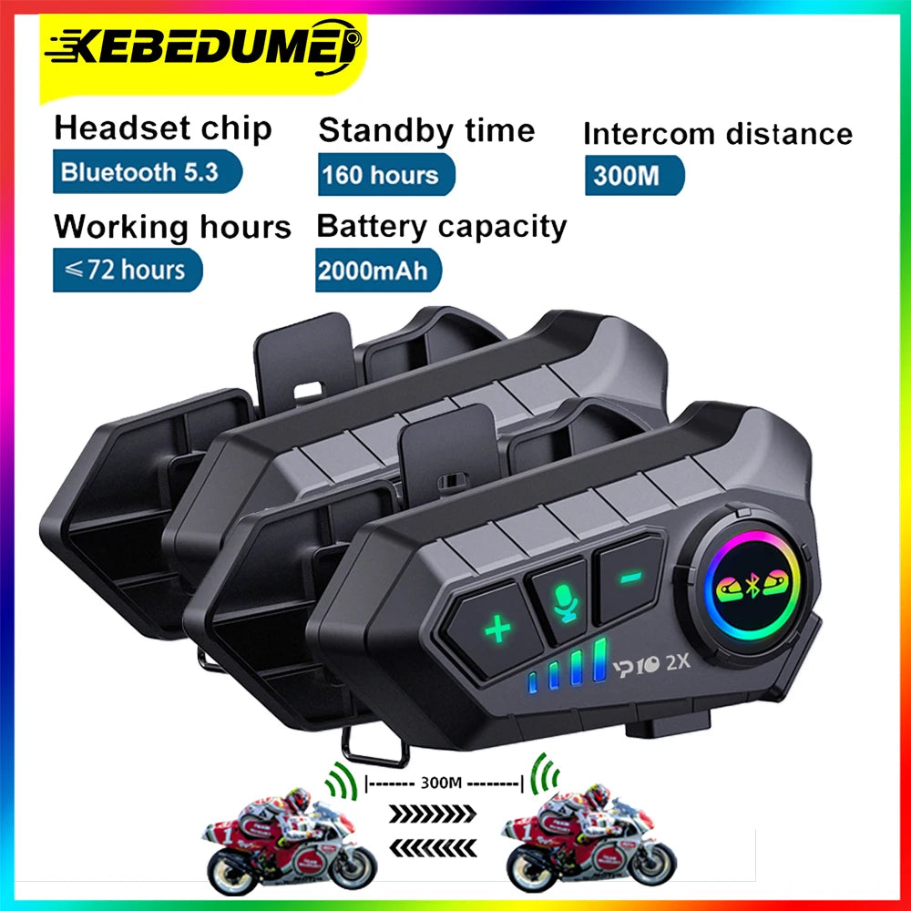 Bluetooth Motorcycle Helmet Intercom with 300M Range