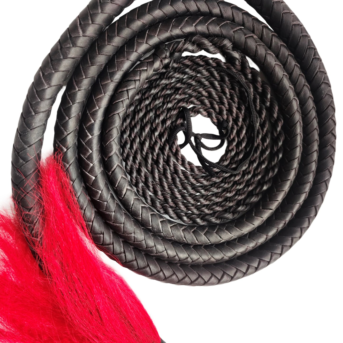 Wushu Cowhide Leather Whip with Wood Handle