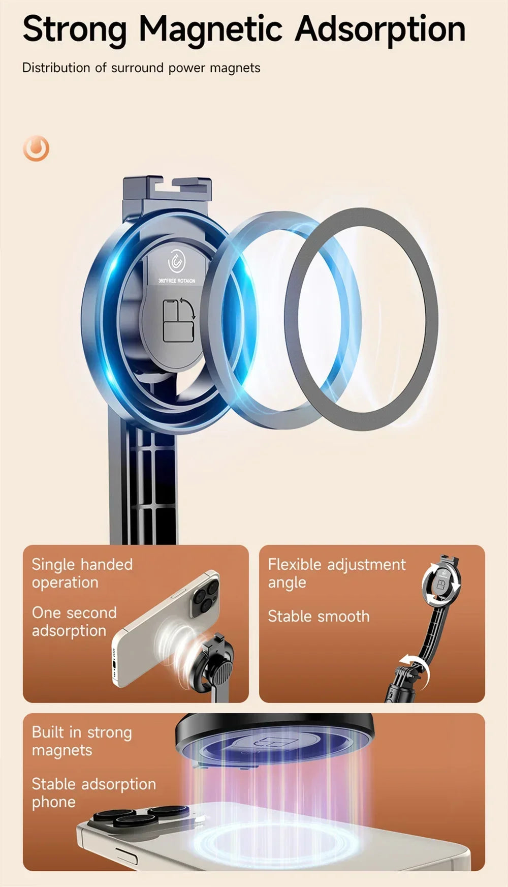 Magnetic Mini Selfie Stick Tripod – Pocket-Sized, Pro-Level Shots!