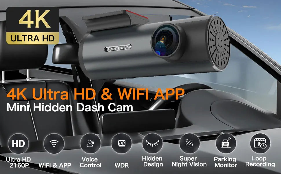 4K WiFi GPS Dash Cam – Mini Car DVR with Parking Mode