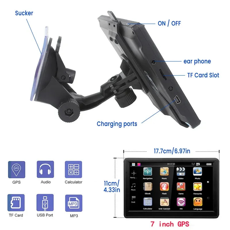 Drive smarter with this 7"/5" GPS Navigation System!