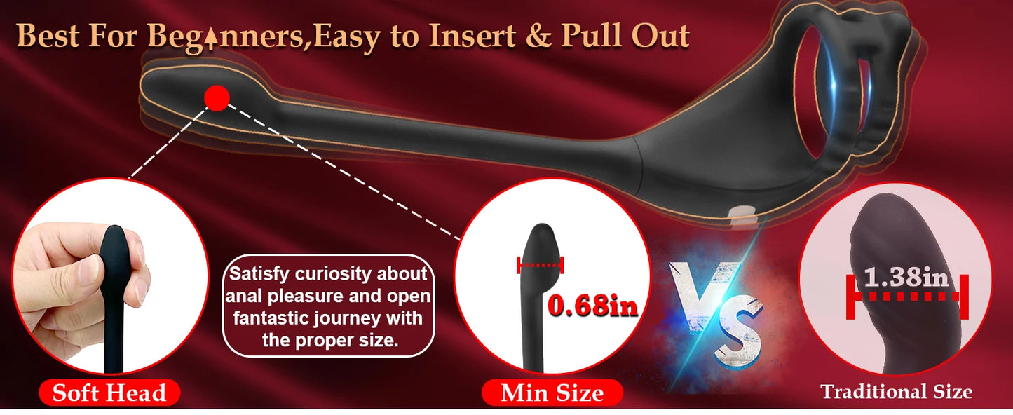 Remote Vibrating Cock Ring with Anal Stimulator
