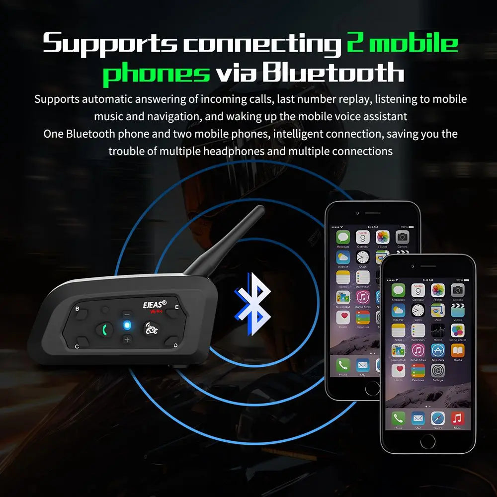 EJEAS V6 PRO+ Bluetooth Motorcycle Intercom 800M