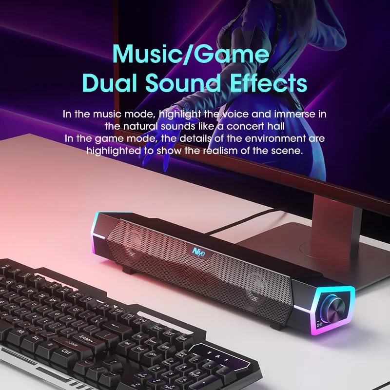 4D Computer Speakers Bluetooth 5.0 Wired Loudspeaker Surround Soundbar Speaker Stereo Subwoofer Sound bar for Laptop Notebook PC - Clickilix