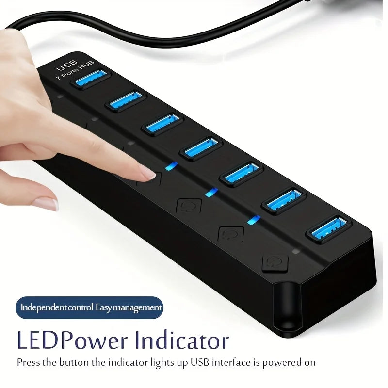 4/7-Port USB 3.0 Hub with Switches - Clickilix