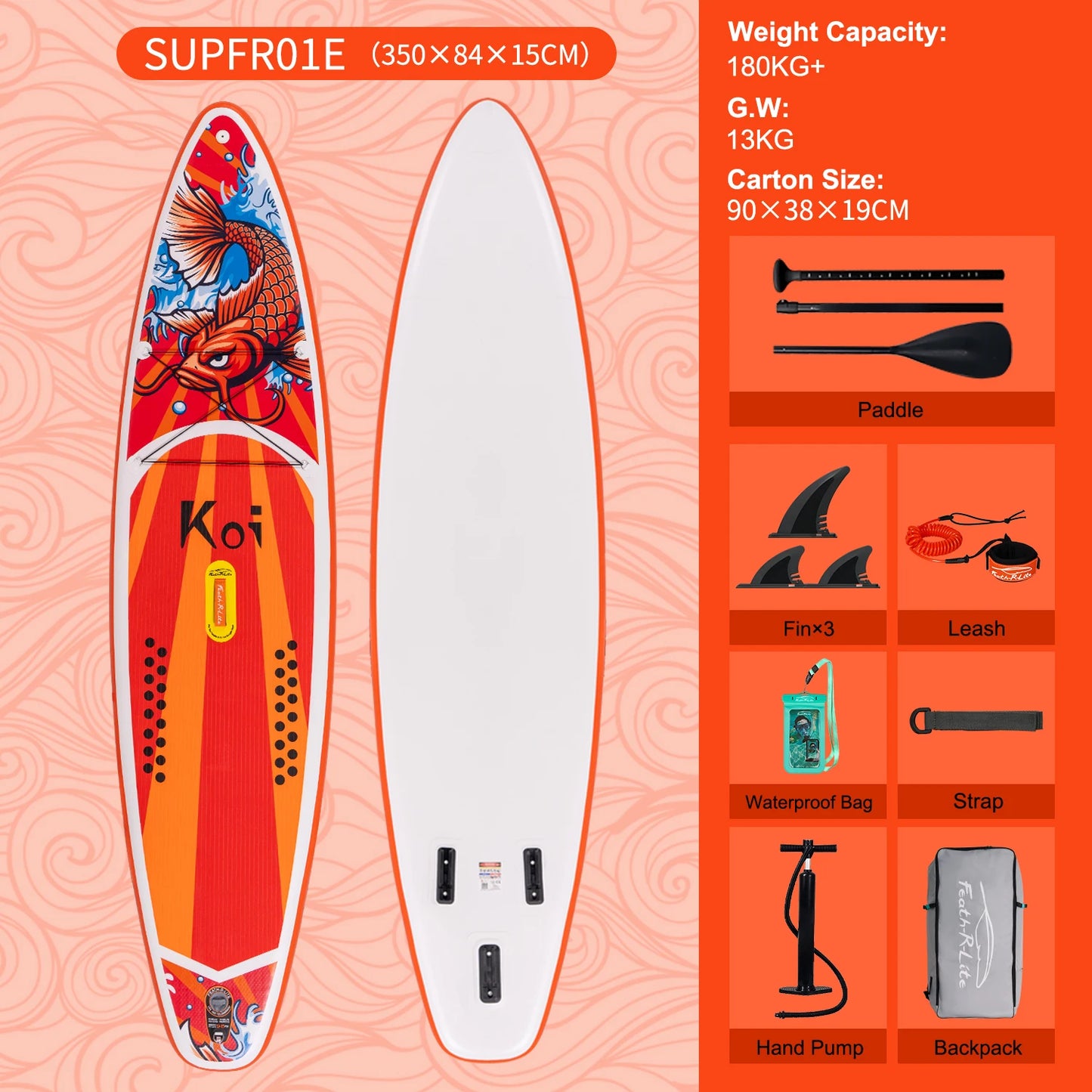 Feath‑R‑Lite 11′ Inflatable SUP Board with Accessories