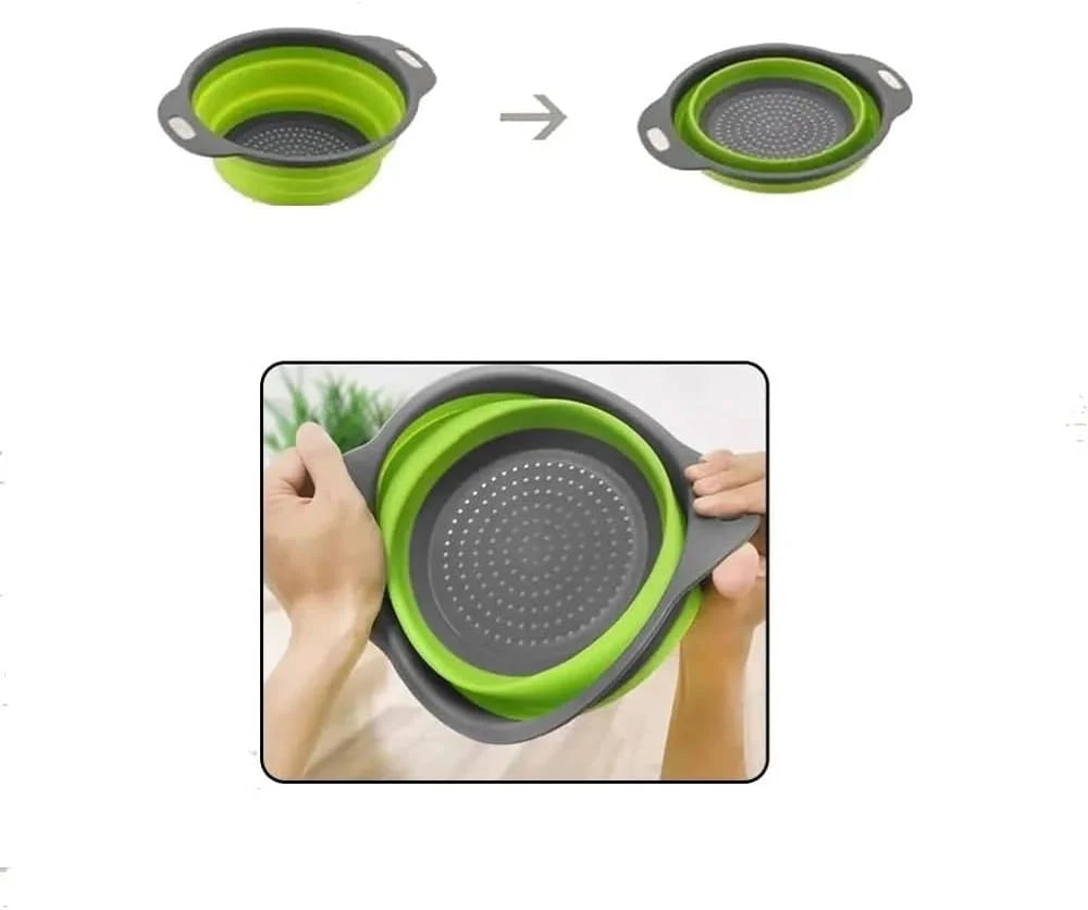 Silicone Collapsible Colander – Space-Saving Fruit & Veggie Strainer!