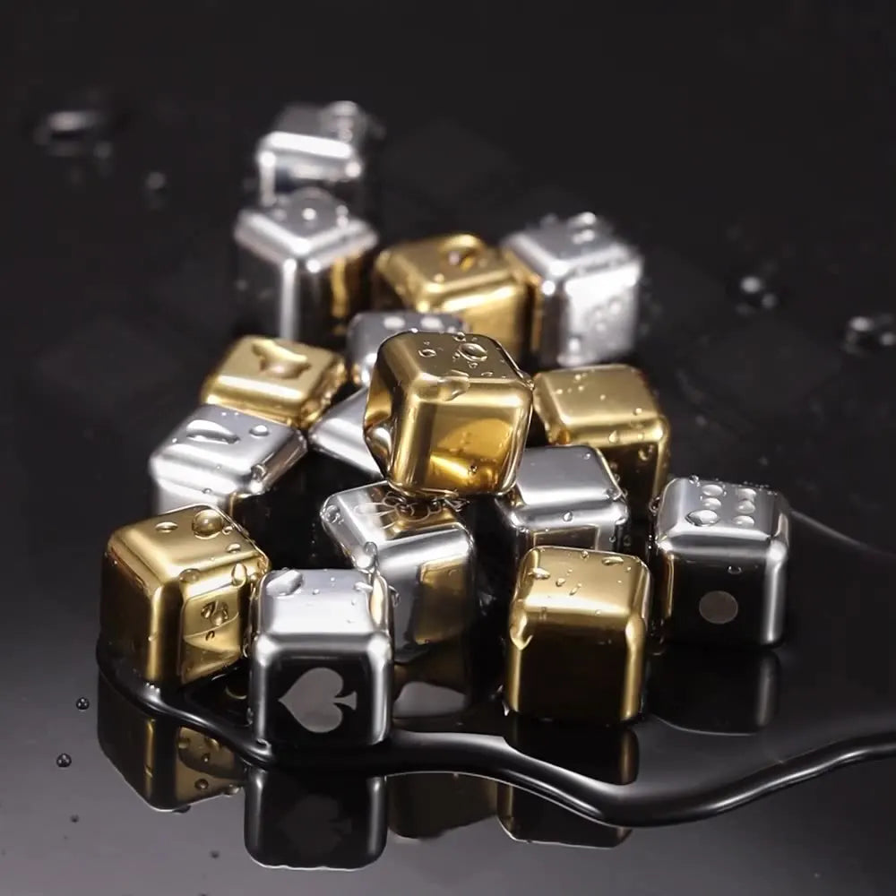 Reusable 304 Steel Whiskey Ice Cubes Set
