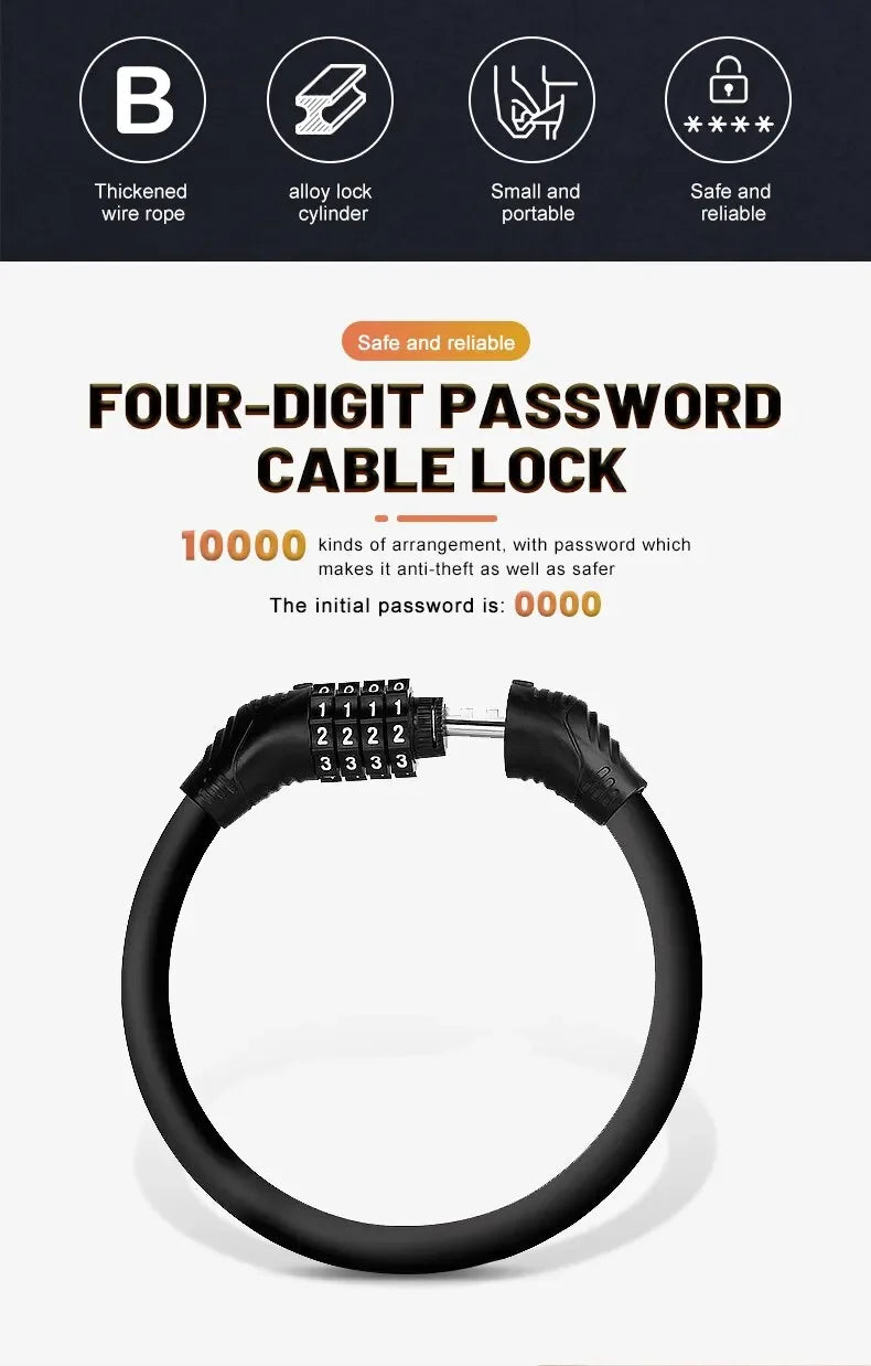 Portable 4-Digit Code Lock for Bike & Motorcycle