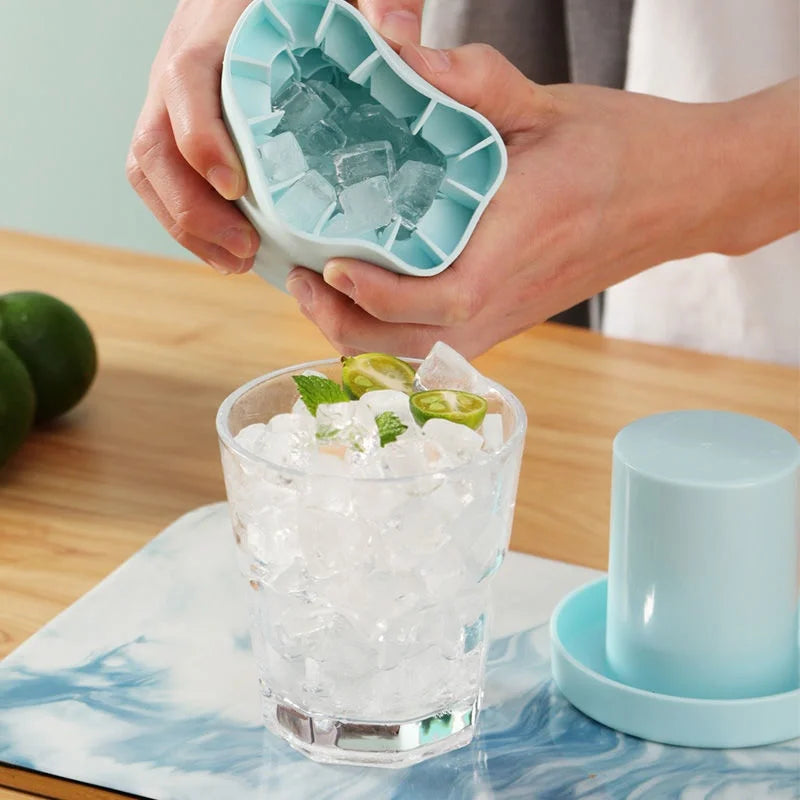 Mini Silicone Ice Cube Mold & Storage Bucket