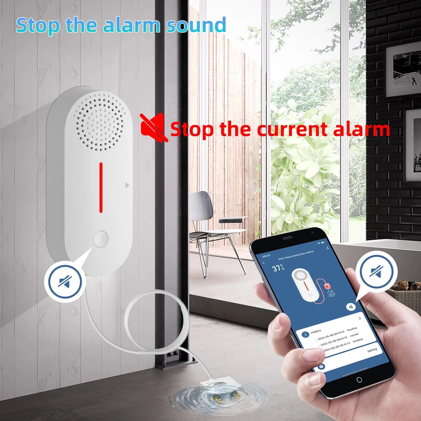 WiFi Smart Water Leak Sensor with Siren