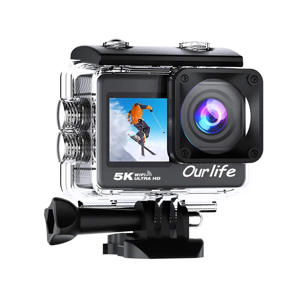 Shoot in ultra clarity with this 5K dual-screen action camera!