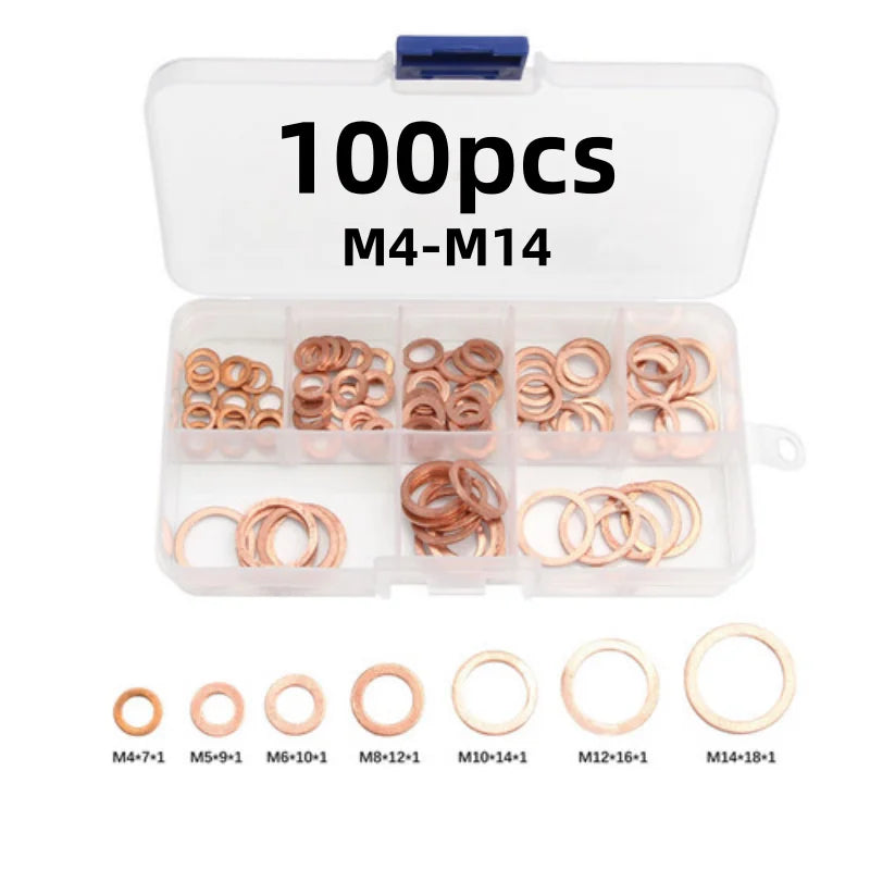Copper Seal Ring Gasket Set – 100–300pcs