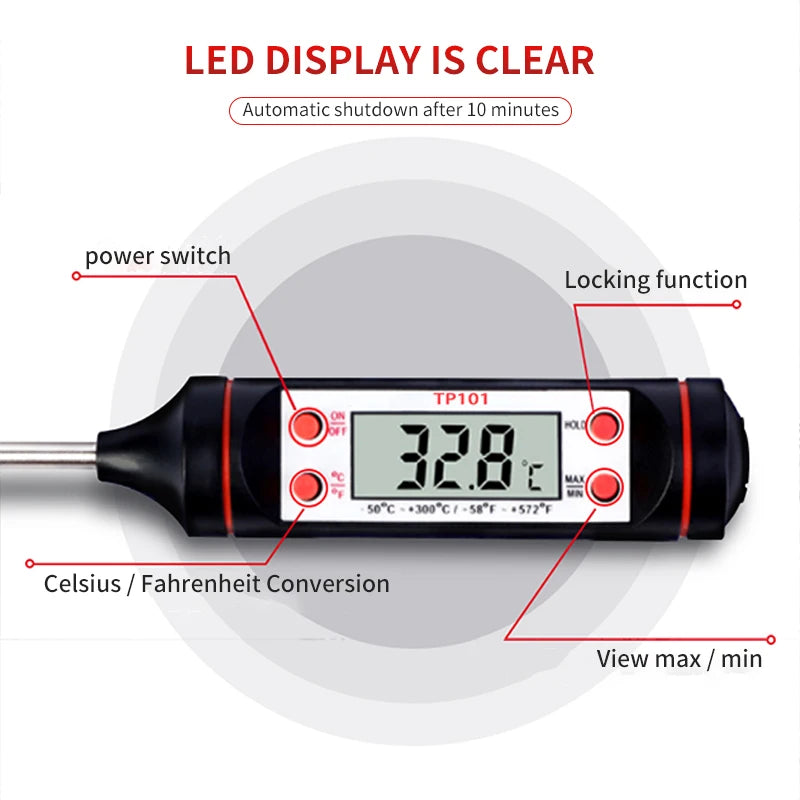 Kitchen Digital Probe Thermometer – Cook to Perfection Every Time!