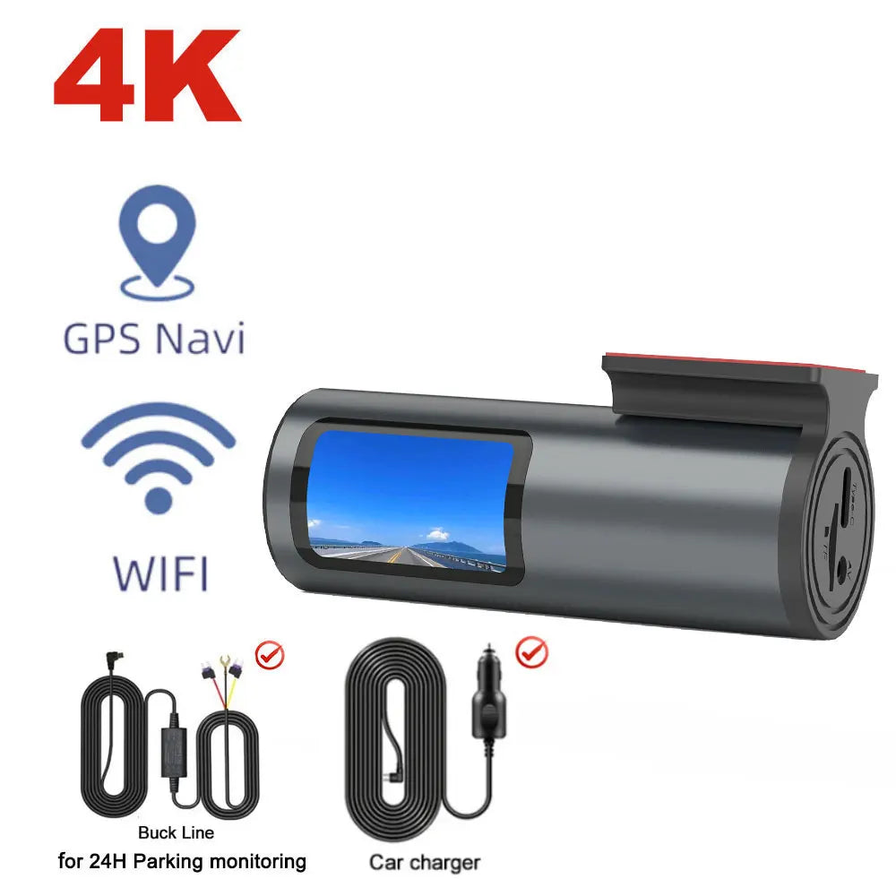 4K WiFi GPS Dash Cam – Mini Car DVR with Parking Mode