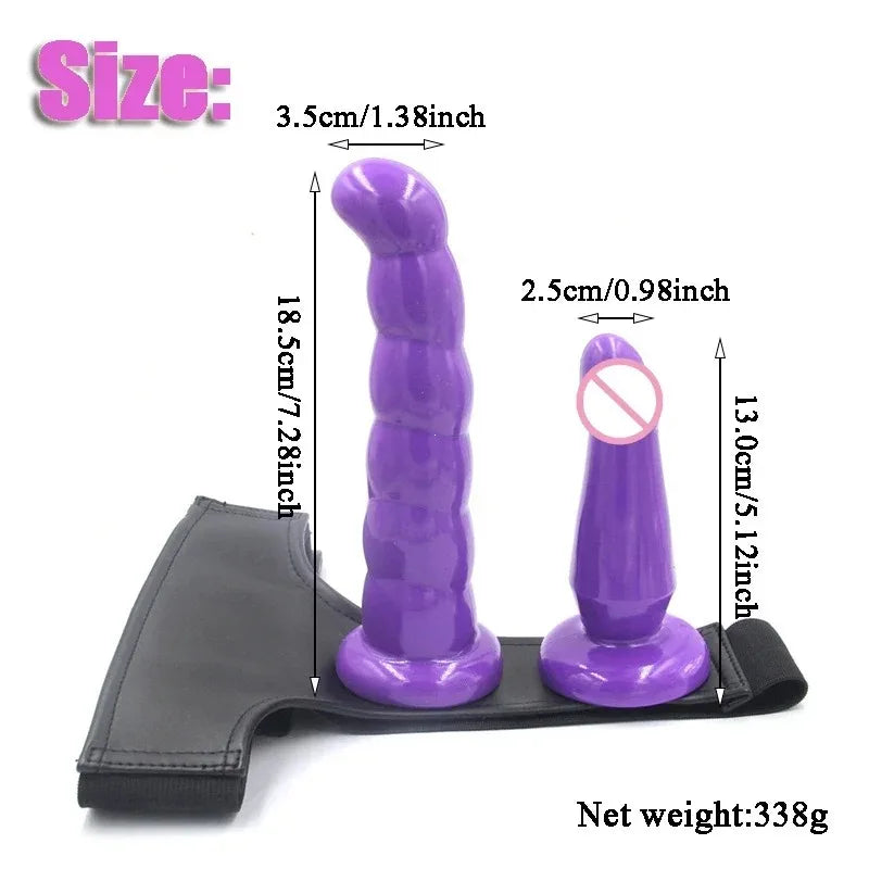 Double Strap-On Dildo with Elastic Harness