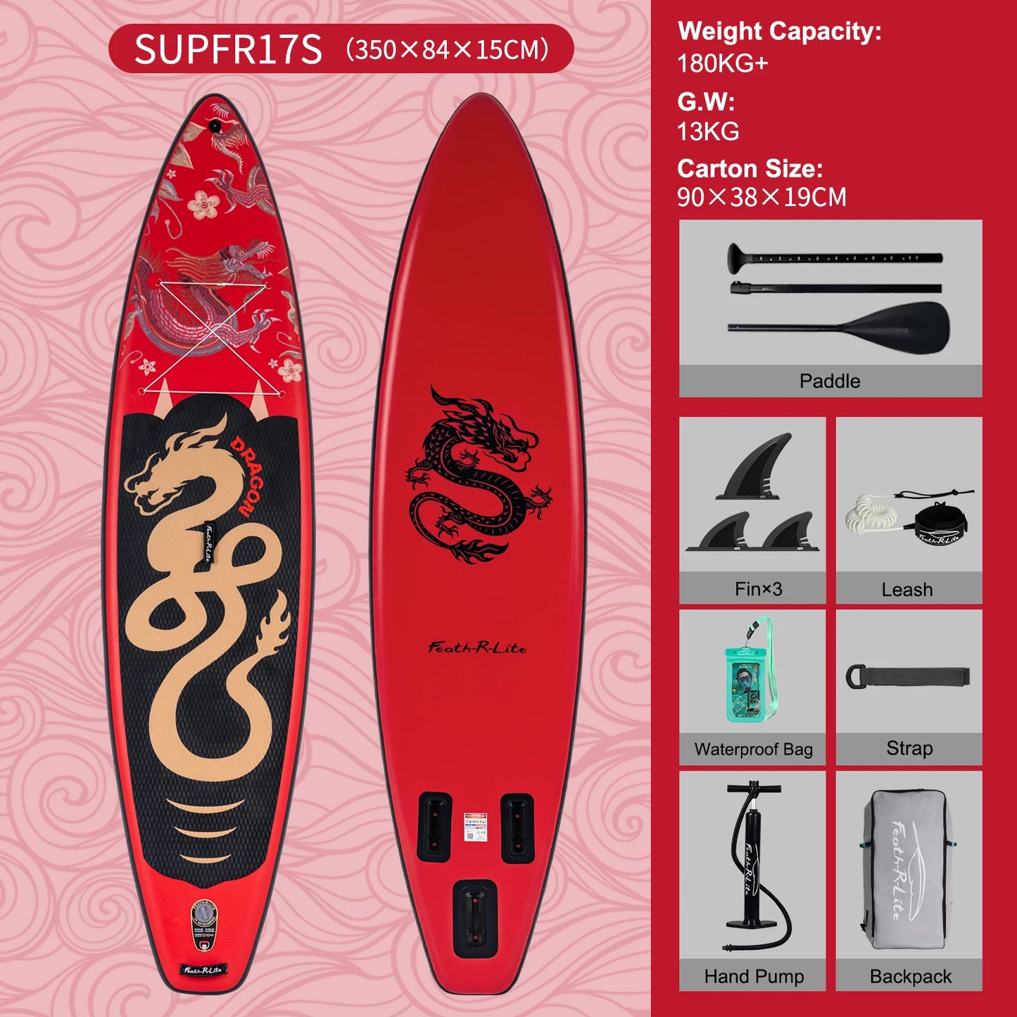 Feath-R-lite 11'6" Dragon Inflatable SUP Board Set