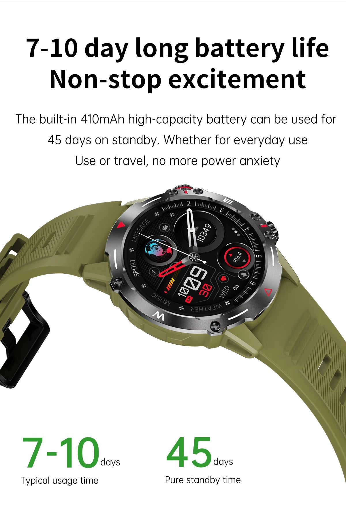Smart Watch 1.43” Full Touch Waterproof Fitness Watch