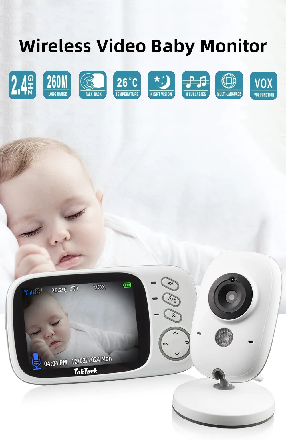 TakTark 3.2" Wireless Video Baby Monitor