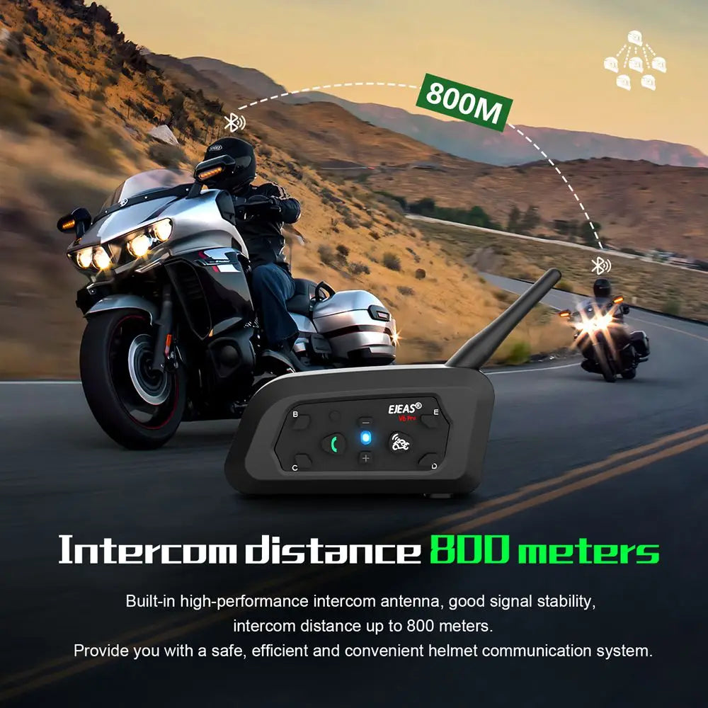 EJEAS V6 PRO+ Bluetooth Motorcycle Intercom 800M
