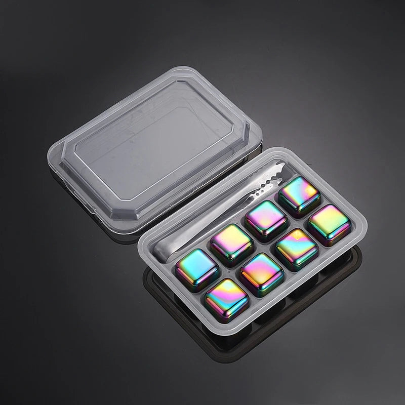 Reusable 304 Steel Whiskey Ice Cubes Set