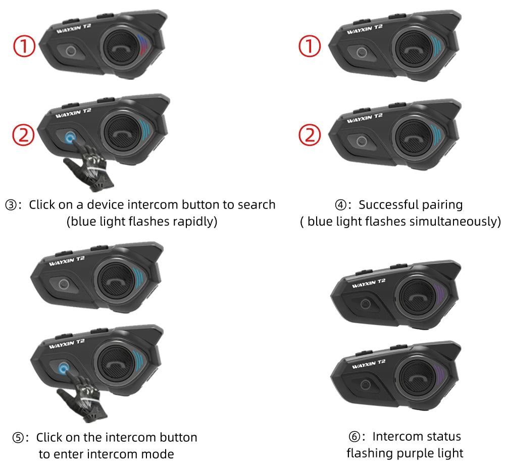 WAYXIN T2 Bluetooth Motorcycle Helmet Intercom