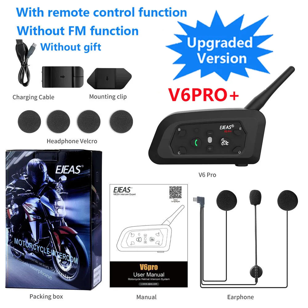 EJEAS V6 PRO+ Bluetooth Motorcycle Intercom 800M