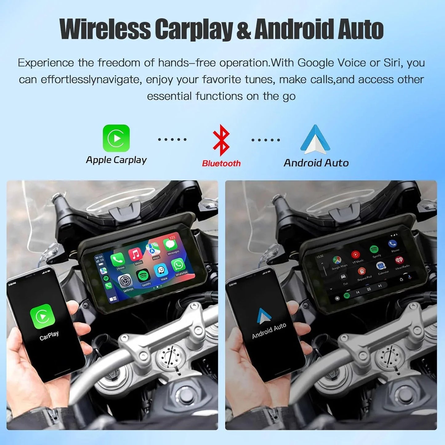 5" Motorcycle GPS DVR – Waterproof Dash Cam with CarPlay
