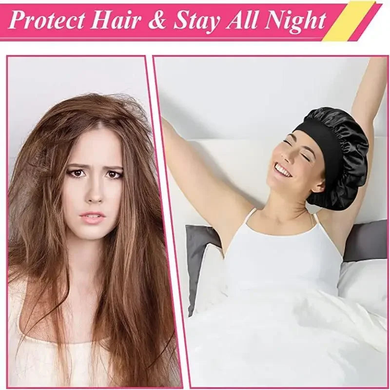 Silk Nightcap for Women with Wide Brim