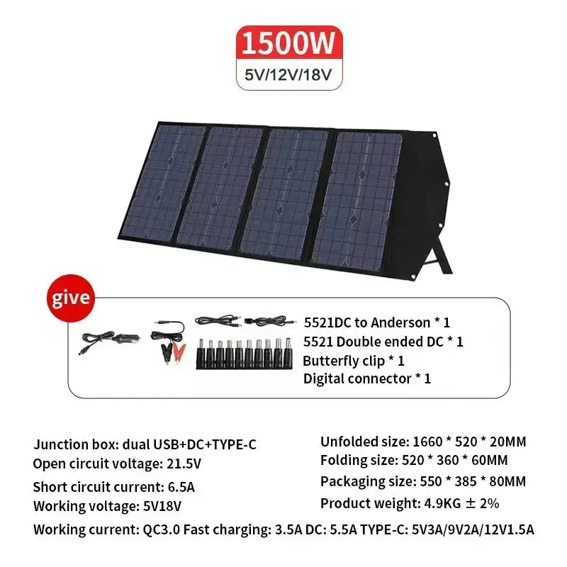 Flexible Foldable Portable Solar Panel Kit 500W-2000W