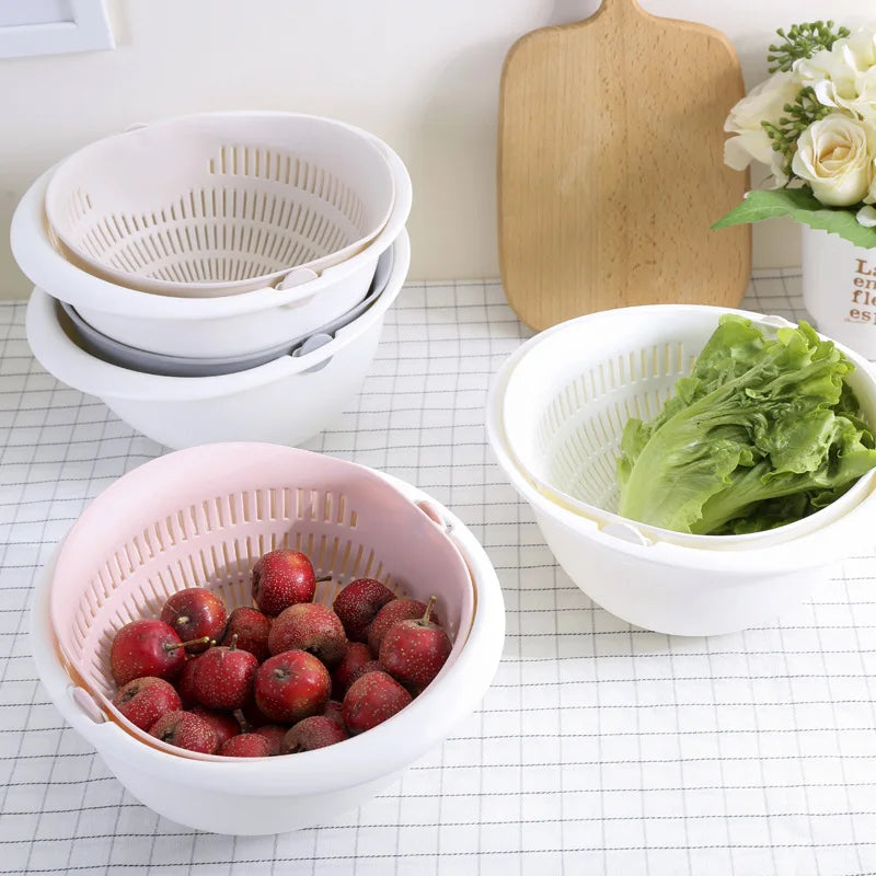 Kitchen Fruit Tray – Double Layer Removable Draining Basket