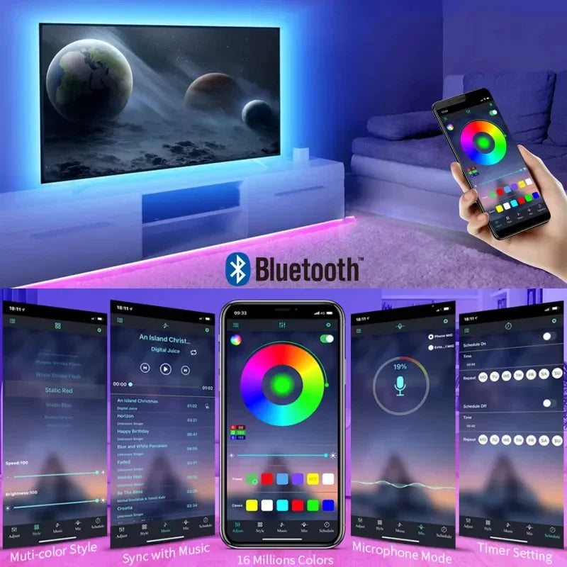 RGB LED Strip Light with Bluetooth & Remote