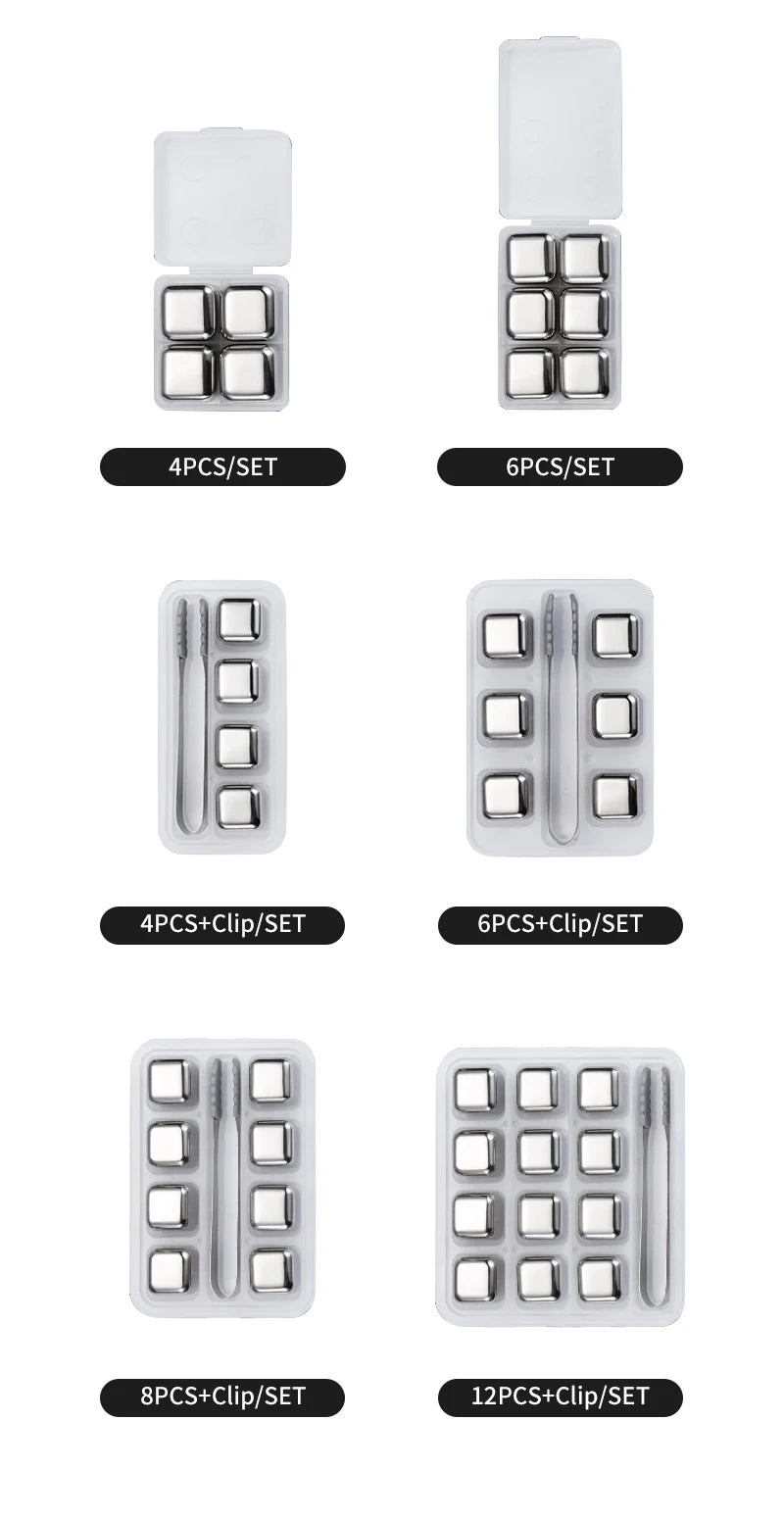 Reusable Stainless Steel Whiskey Ice Cubes Set