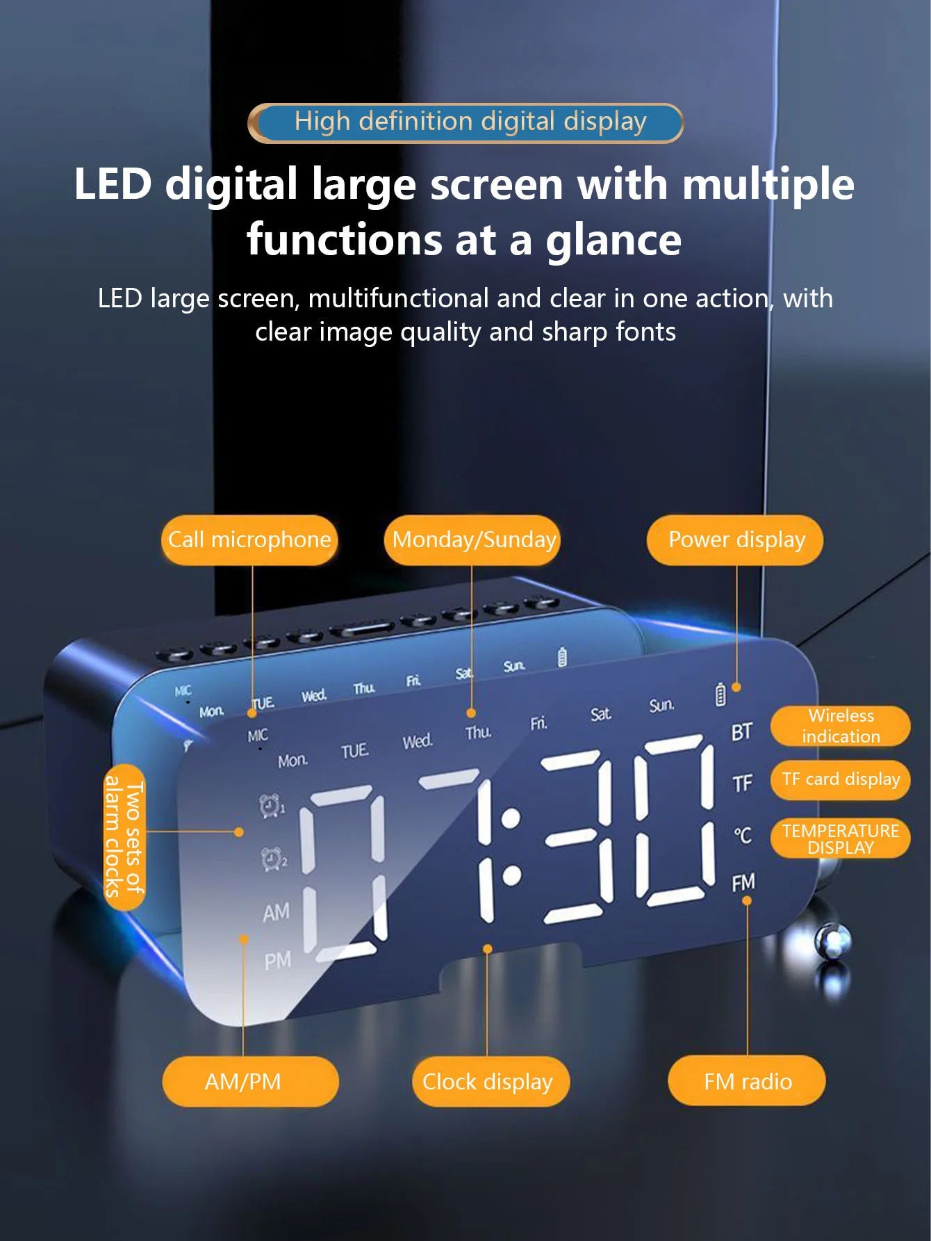 AI Smart Alarm Clock Wireless Speaker with Subwoofer