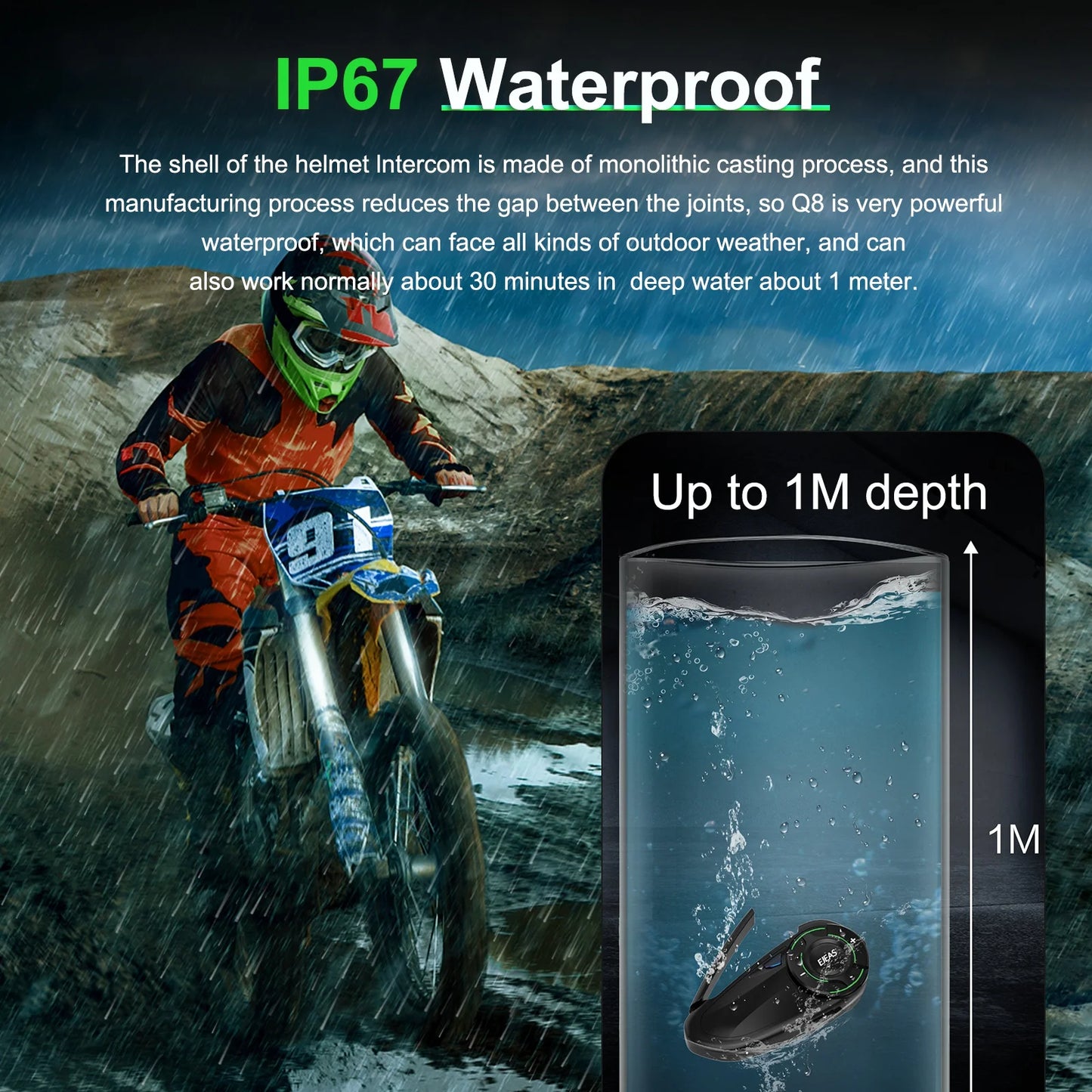 EJEAS Q8 Motorcycle Mesh Intercom Bluetooth 5.1