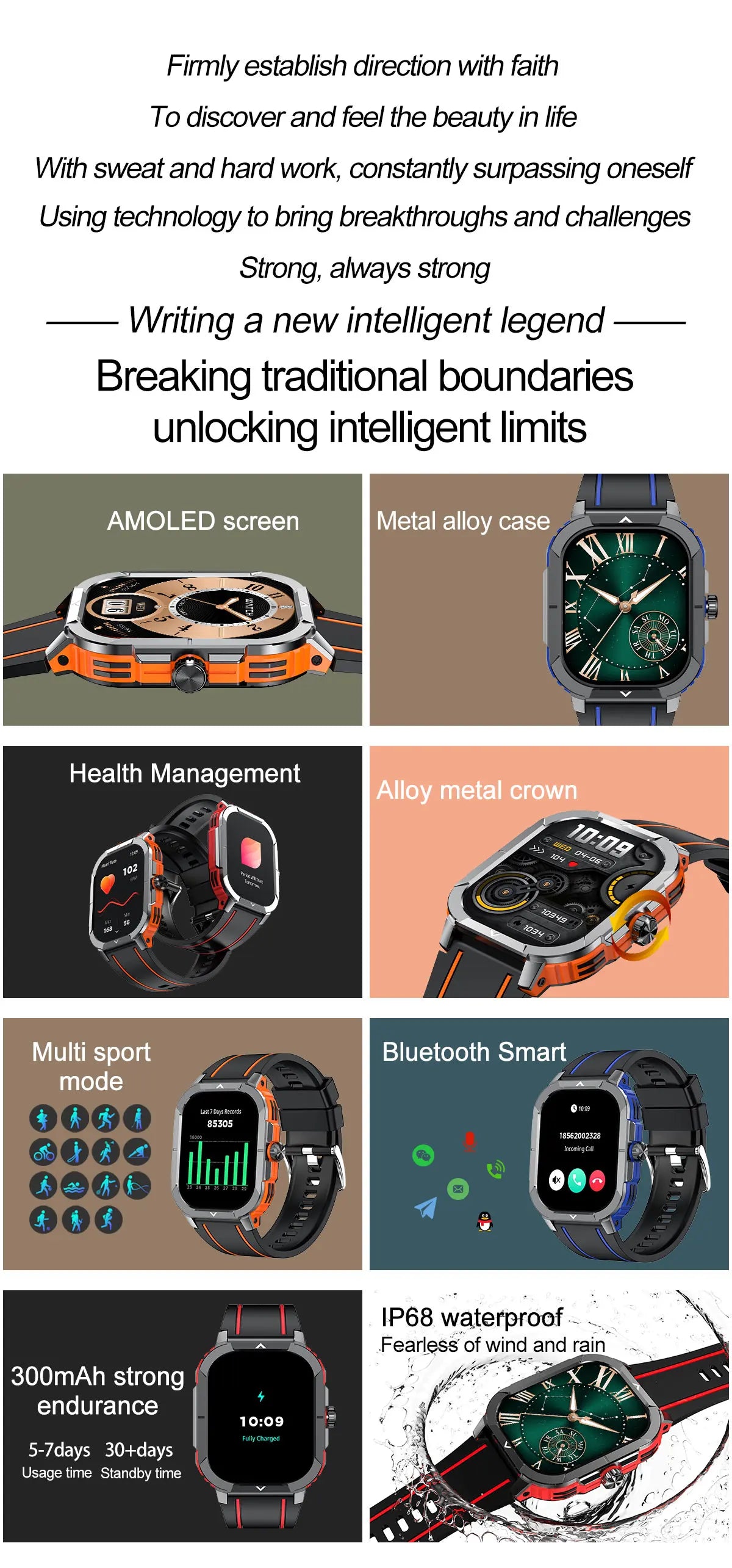 2.06" AMOLED Smart Watch Wireless Charging