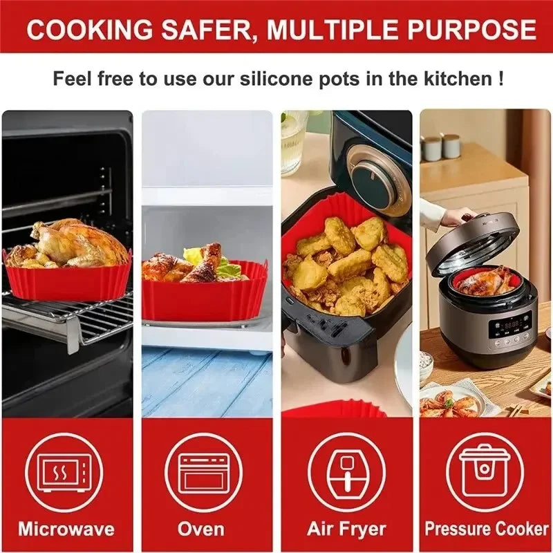 Reusable Silicone Airfryer Pan Liner – Easy Cleaning & Versatile Use