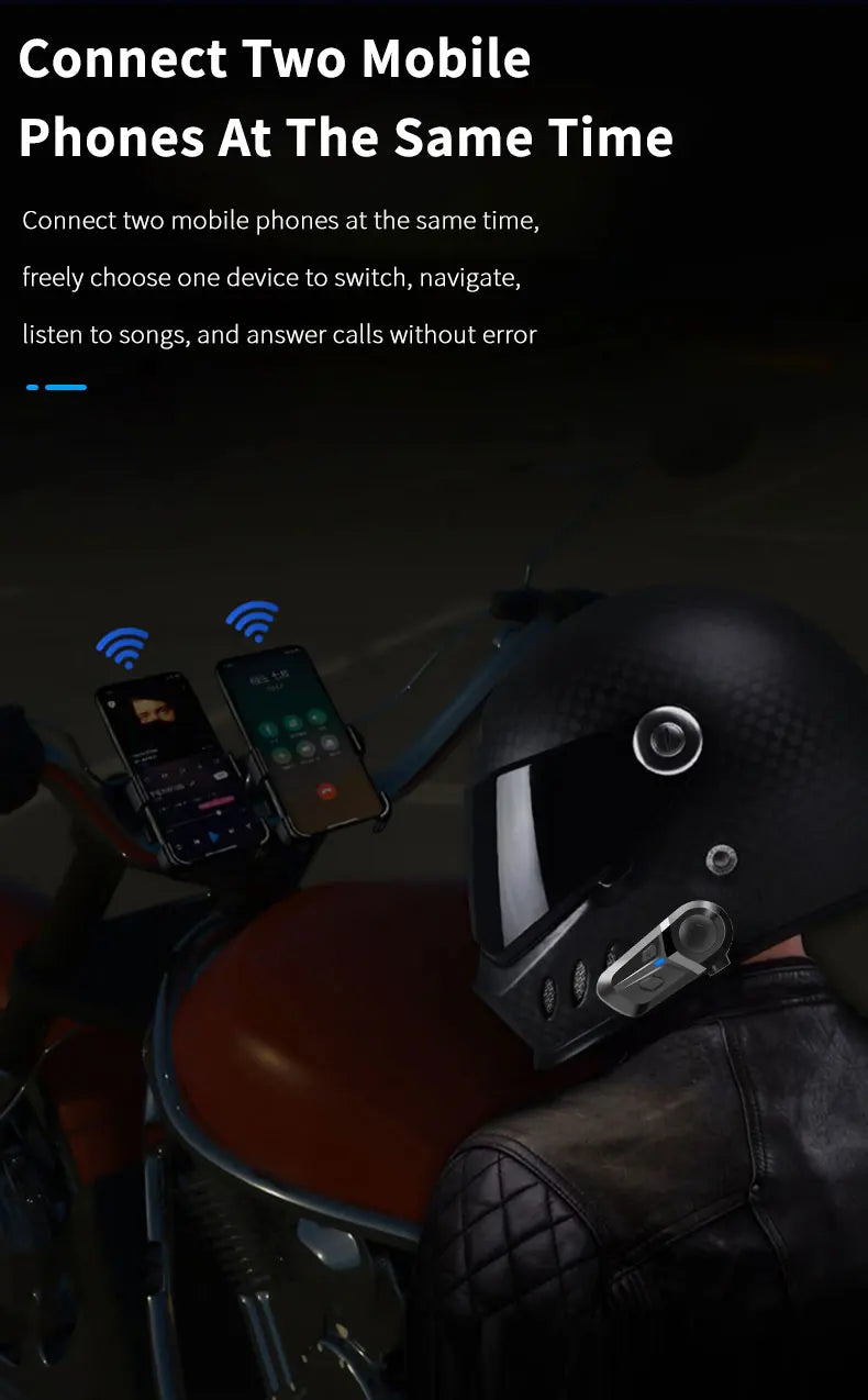 Bluetooth 5.3 Motorcycle Helmet Headset Waterproof