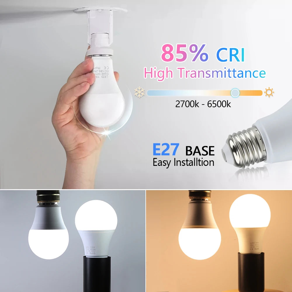 4pcs E27 LED Bulbs 3W-18W Energy Saving Lights