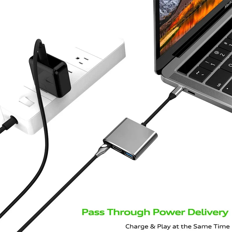 3 in 1 USB Hub USB C to Type-C to HDMI - to USB 3.0