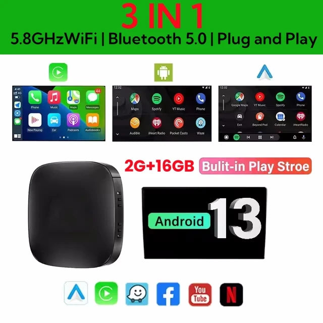 Smart CarPlay AI Box – Android 13 TV Power in Your Car!