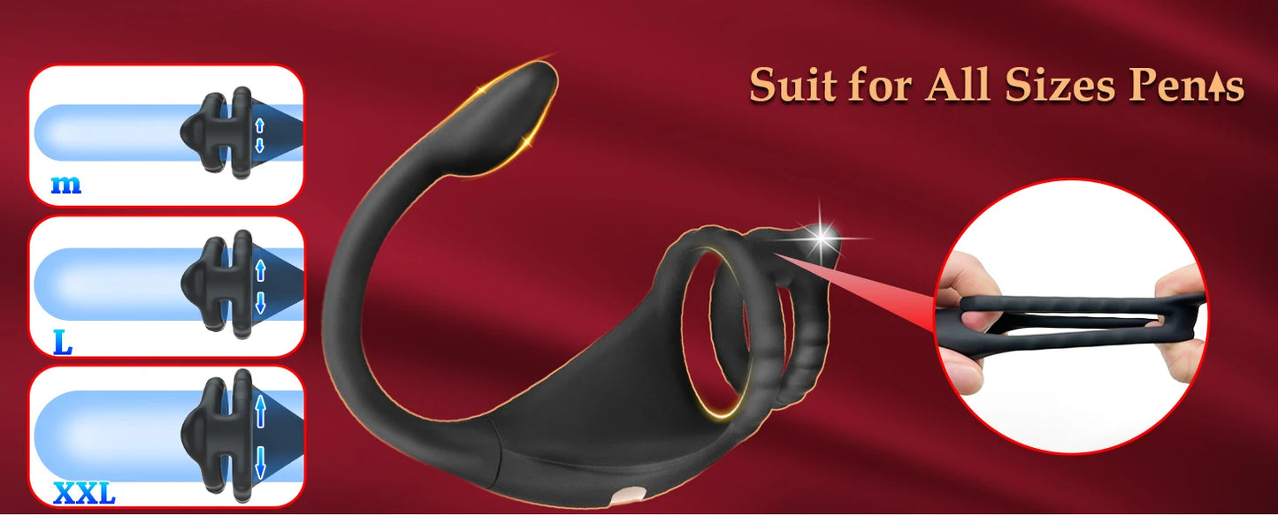 Remote Vibrating Cock Ring with Anal Stimulator