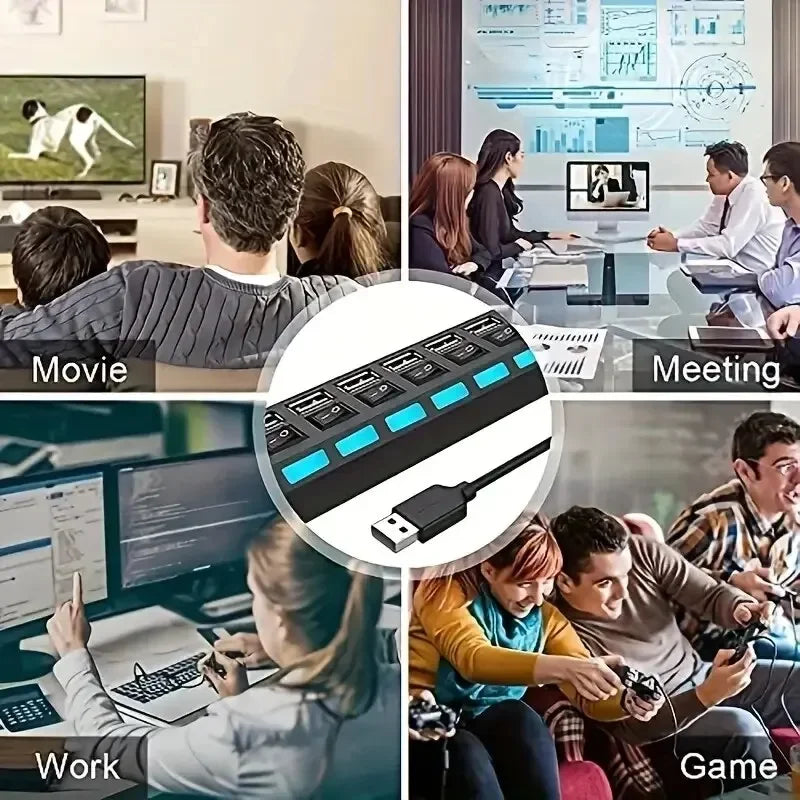 High-Speed 4/7-Port USB 2.0 Hub Splitter - Clickilix